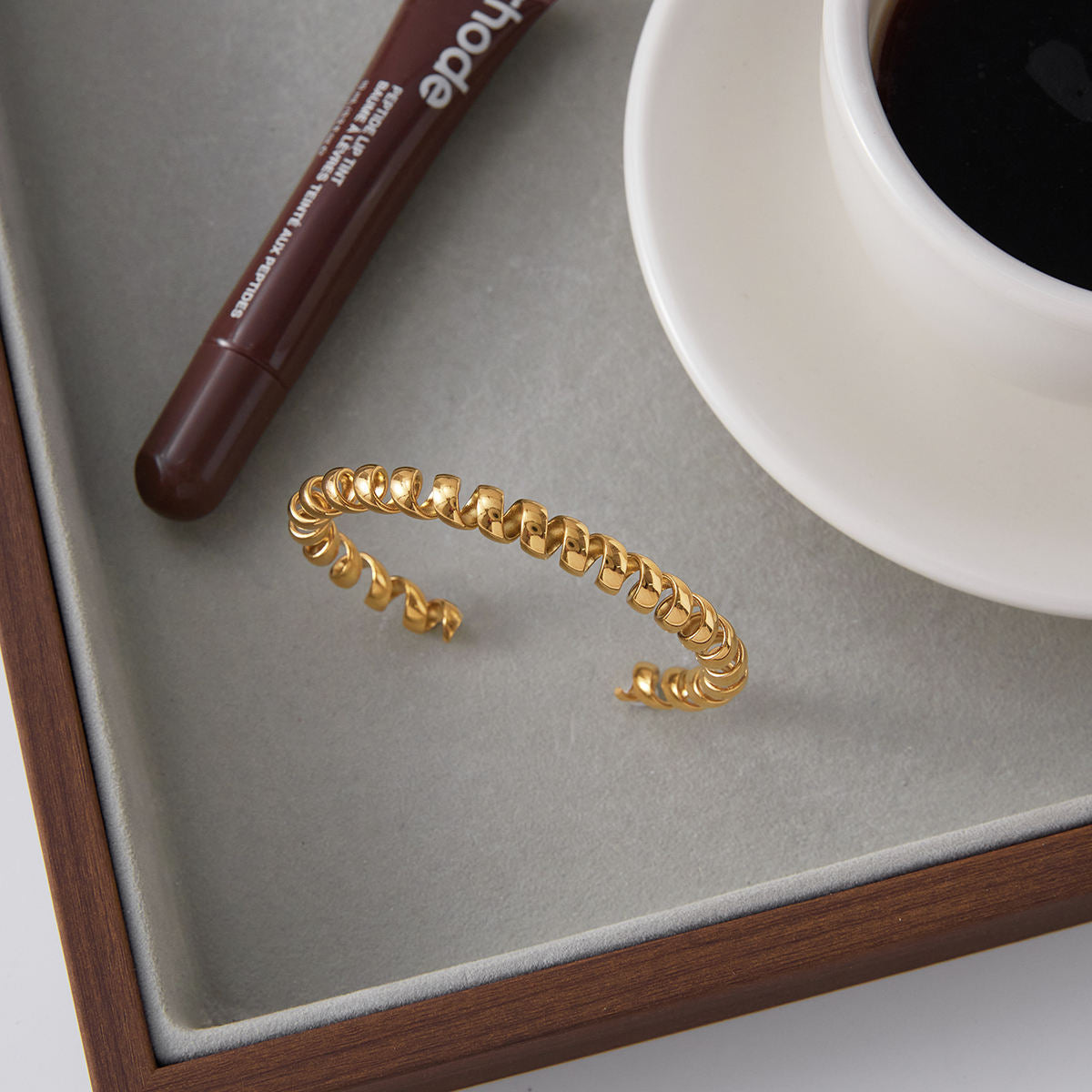 Spring Cuff Bracelet – 18K Gold Tone