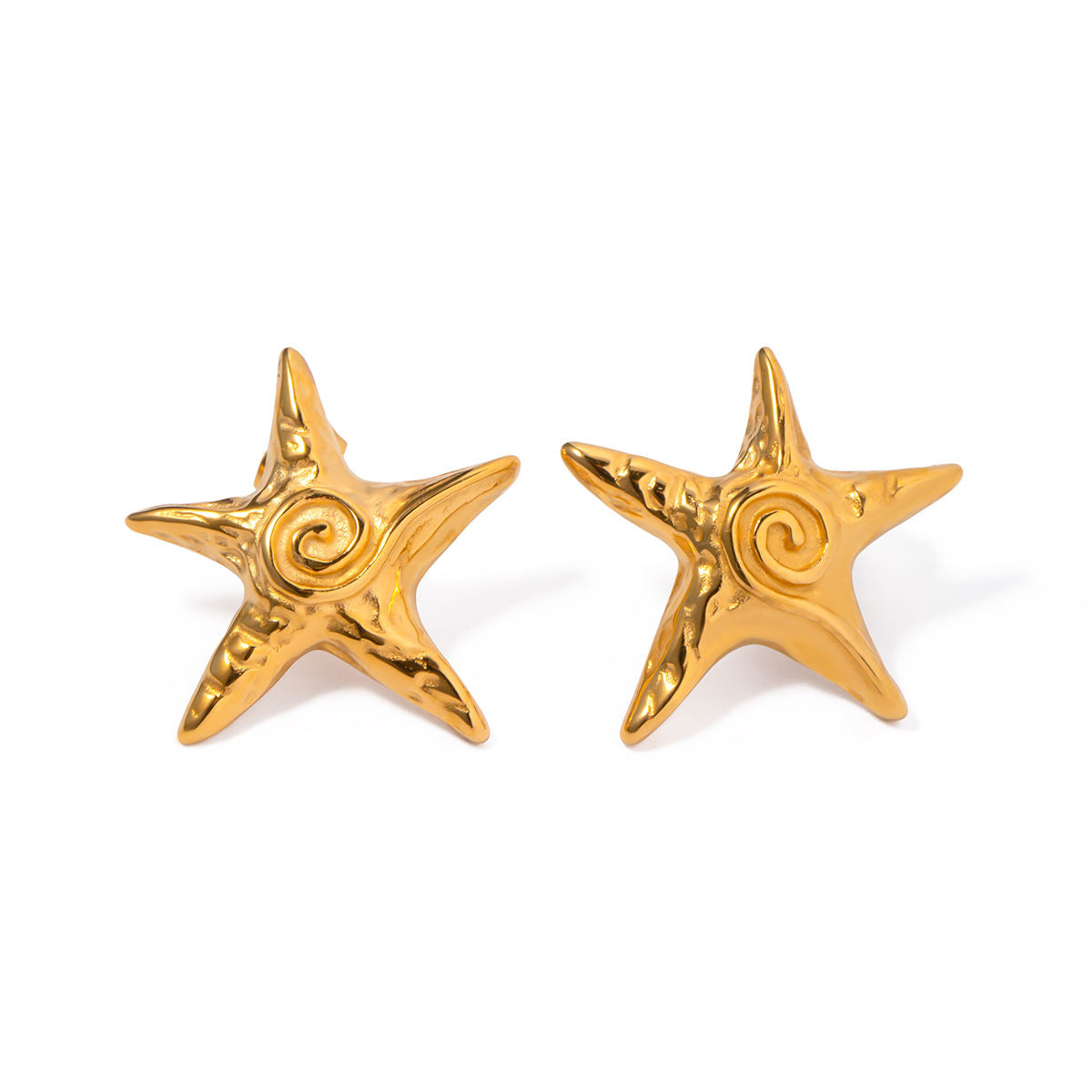 Star Shell Stud Earrings – 18K Gold Tone