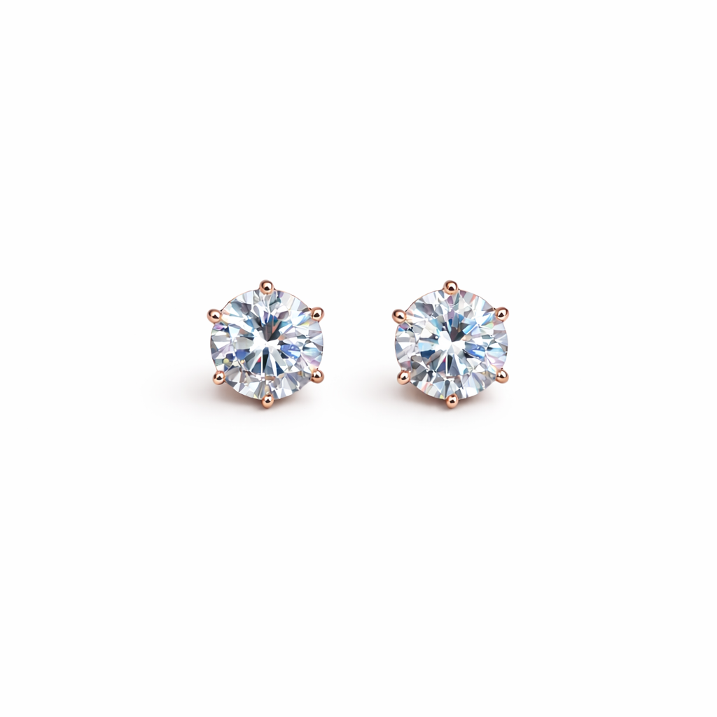 Six-Prong Solitaire Crystal Stud Earrings