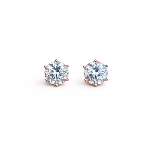 Six-Prong Solitaire Crystal Stud Earrings