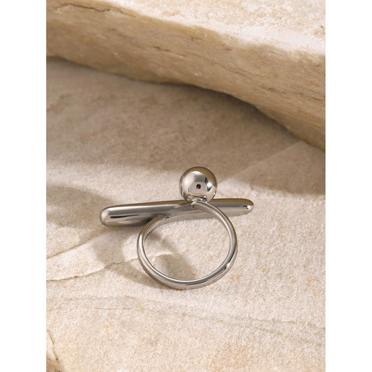 Orbit Loop Adjustable Ring – White Gold Plated