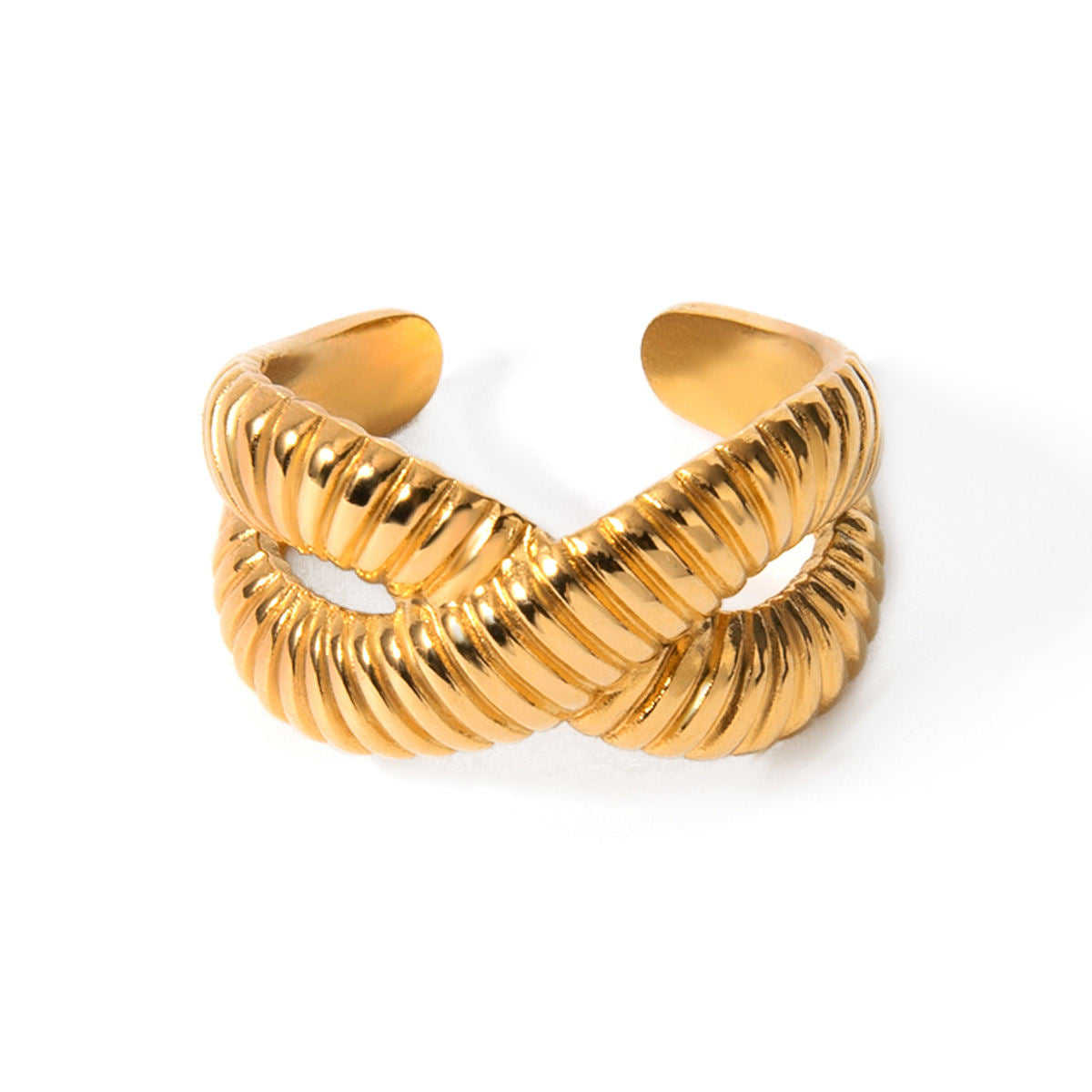 Ribbed Loop Adjustable Ring – Gold Tone Plated
