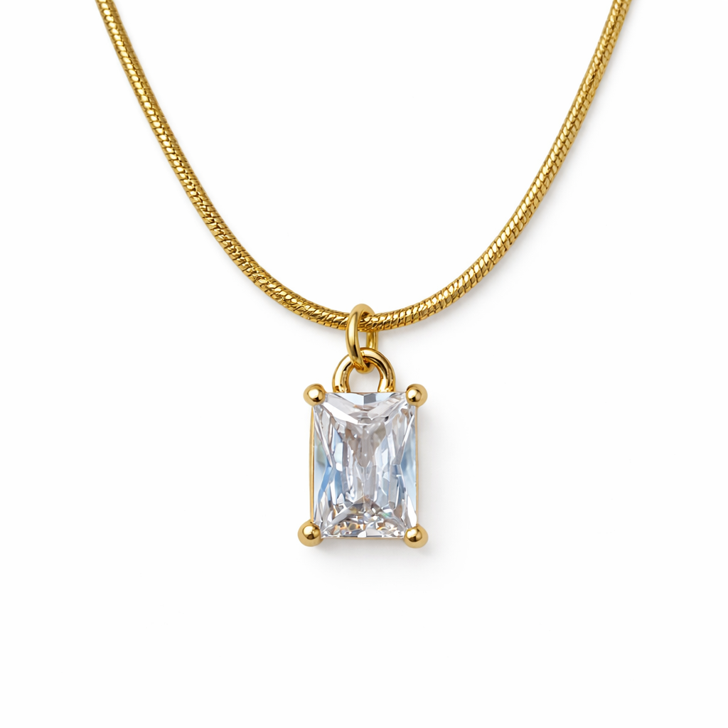Radiant Rectangle Crystal Pendant Necklace