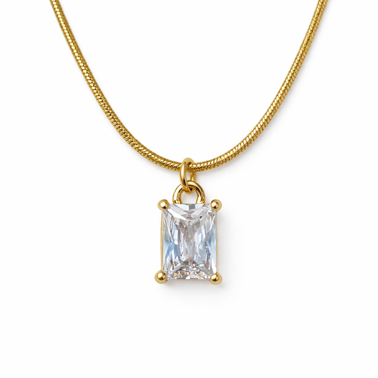 Radiant Rectangle Crystal Pendant Necklace