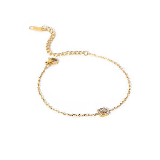 Diamond Trap Chain Bracelet – 18K Gold Tone