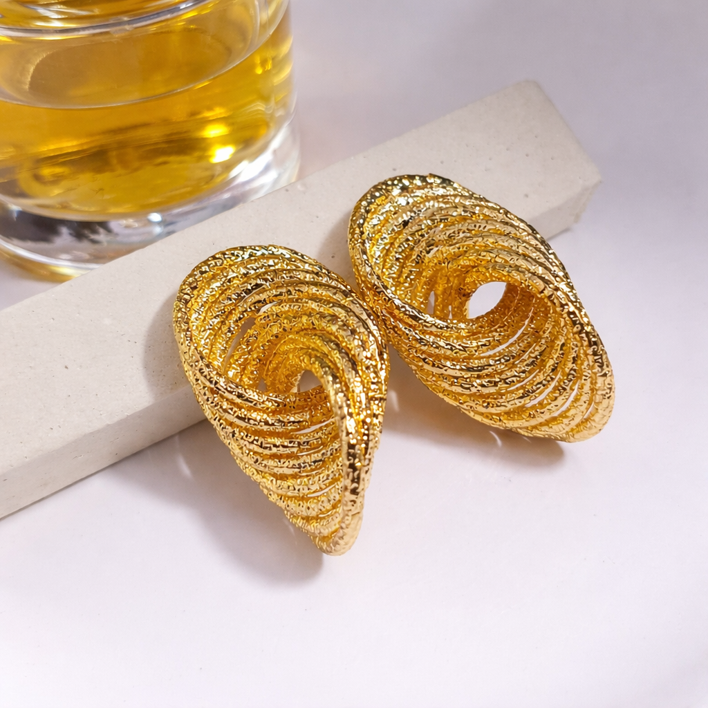 Aurielle Sculpted Stud Statement Earrings | S925 Silver Post – Shopayra