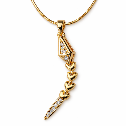 Serpentine Heart Drop Pendant Necklace