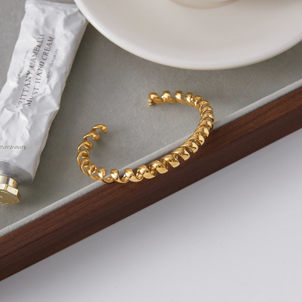 Spring Cuff Bracelet – 18K Gold Tone