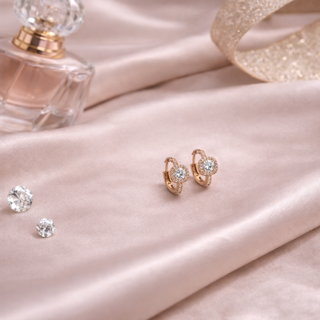 Radiant Square Halo Crystal Hoop Earrings