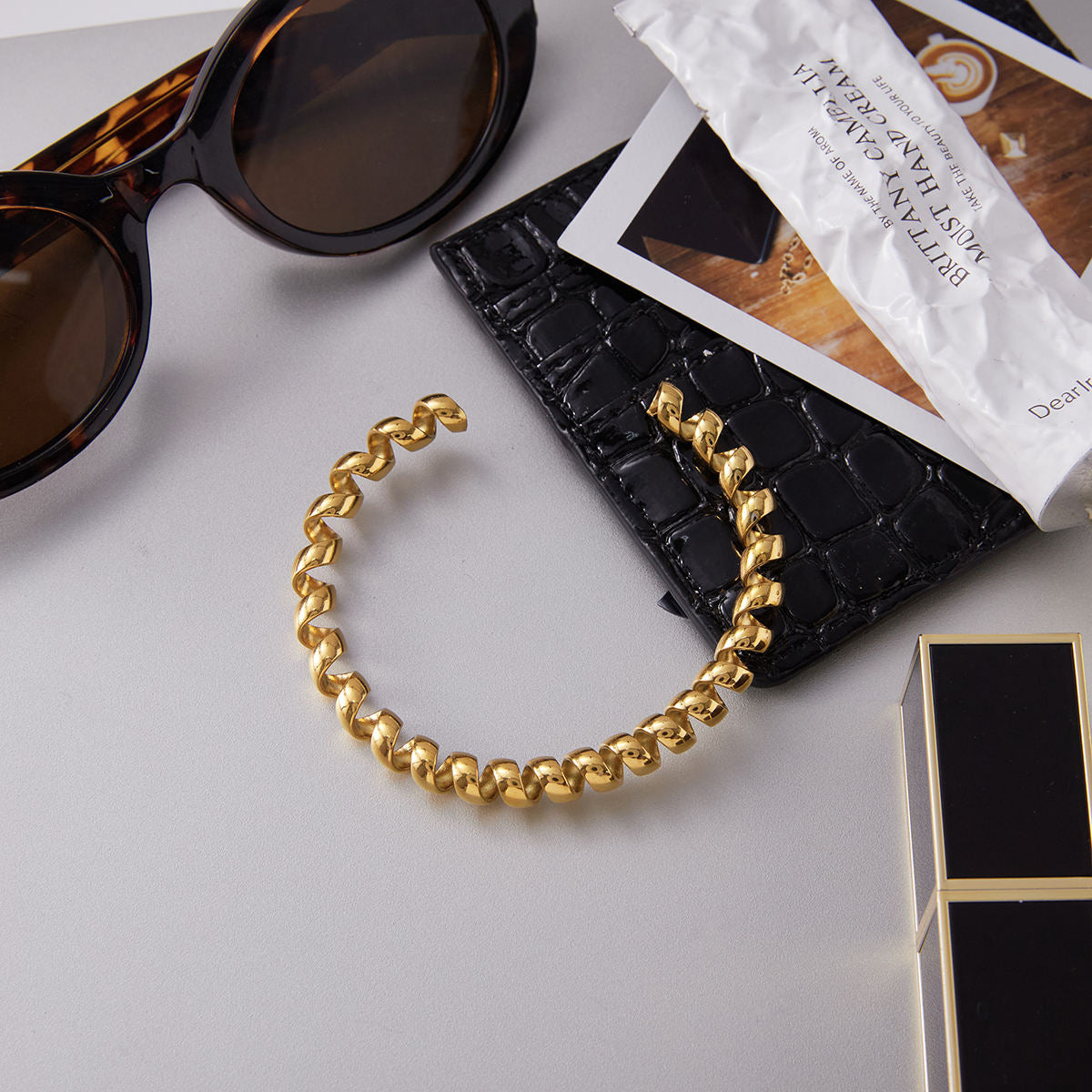 Spring Cuff Bracelet – 18K Gold Tone