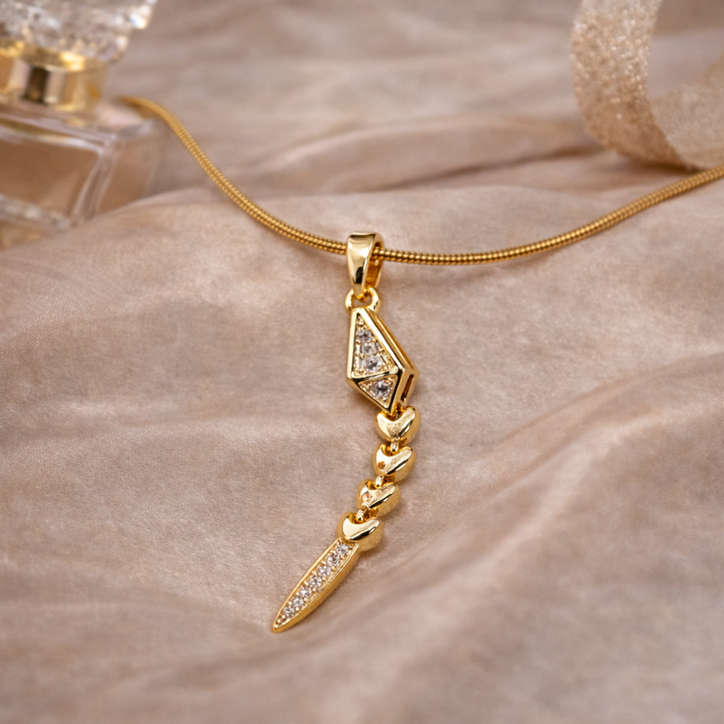 Serpentine Heart Drop Pendant Necklace