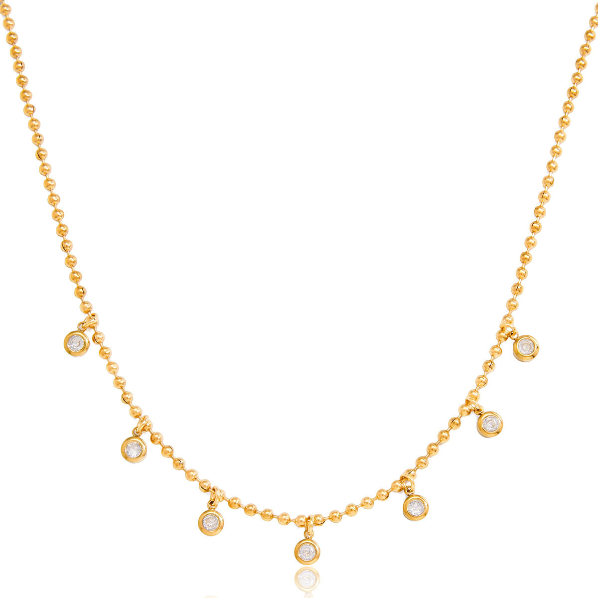 Dainty Bezel Drop Necklace – 18K Gold Tone