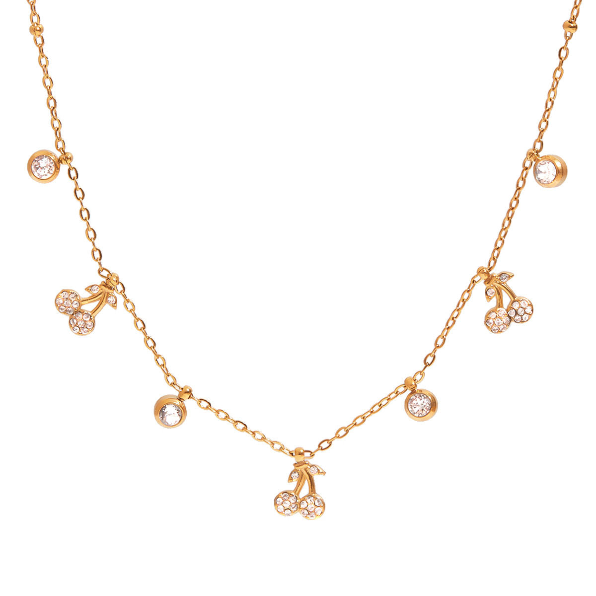 Cherry Charm Necklace – 18K Gold Tone