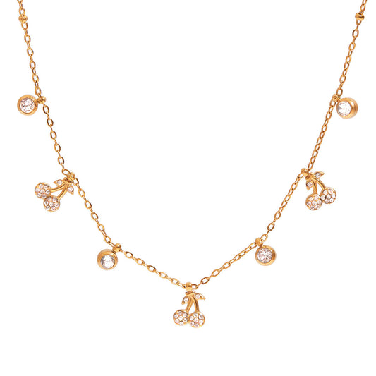 Cherry Charm Necklace – 18K Gold Tone
