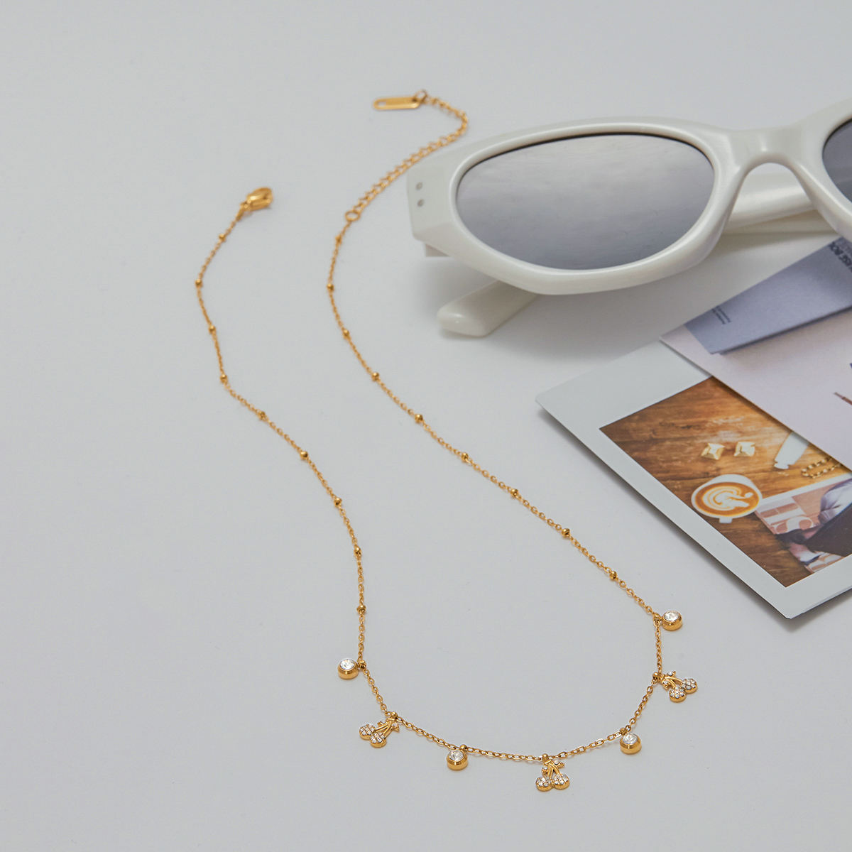 Cherry Charm Necklace – 18K Gold Tone