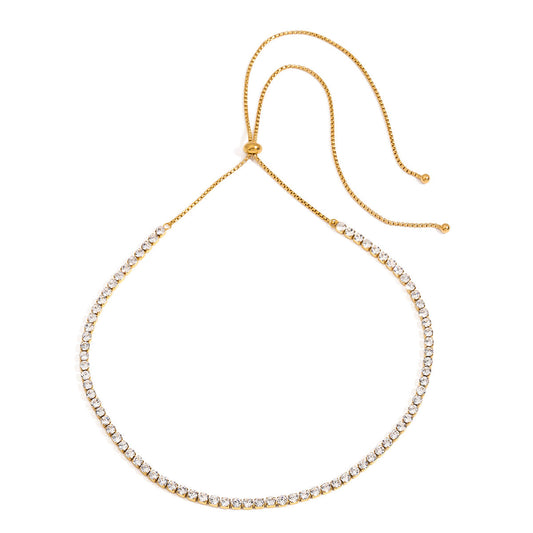 Classic Tennis Necklace – 18K Gold Tone