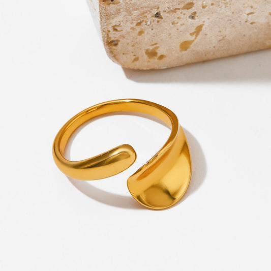 Liquid Curve Adjustable Ring – Gold Tone Plated