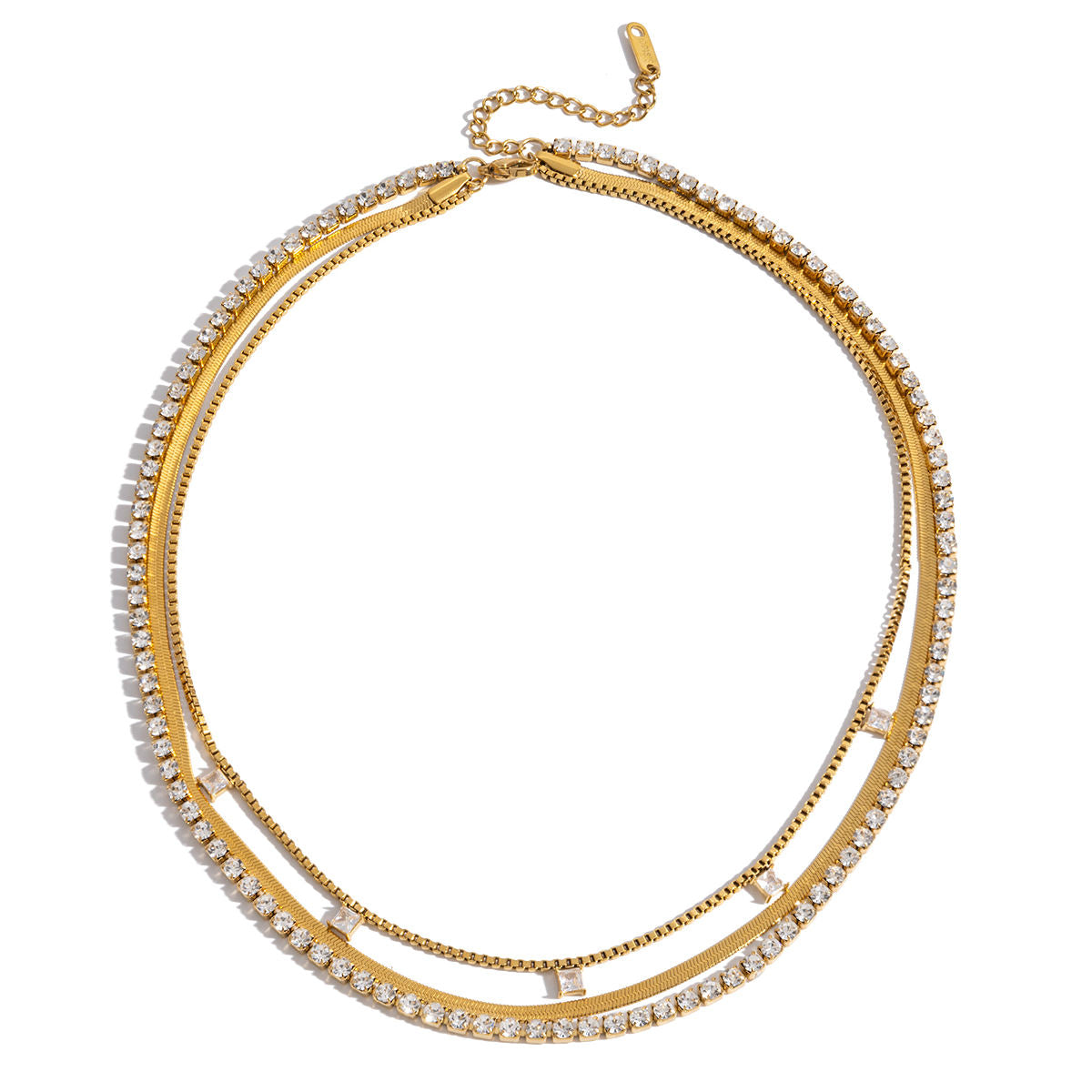 Radiant Double Strand CZ Necklace – Gold Plated