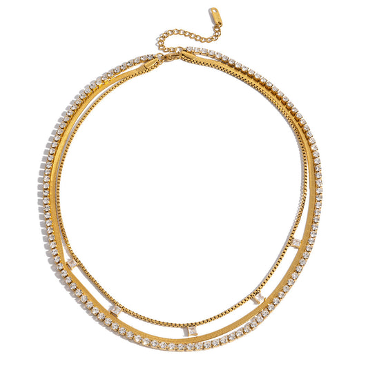 Radiant Double Strand CZ Necklace – Gold Plated