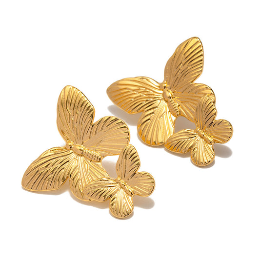 Golden Butterfly Statement Earrings – Gold Plated