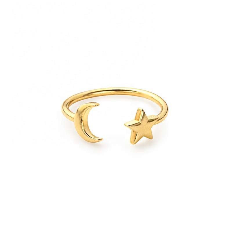 Celestial Duo Adjustable Ring – Gold Plated