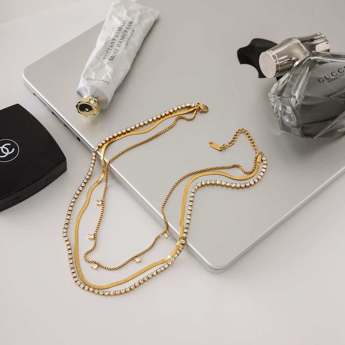 Radiant Double Strand CZ Necklace – Gold Plated