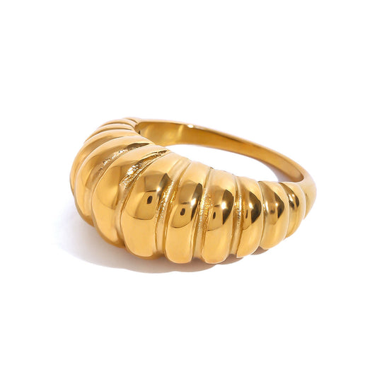 Ribbed Dome Adjustable Ring – Gold Plated