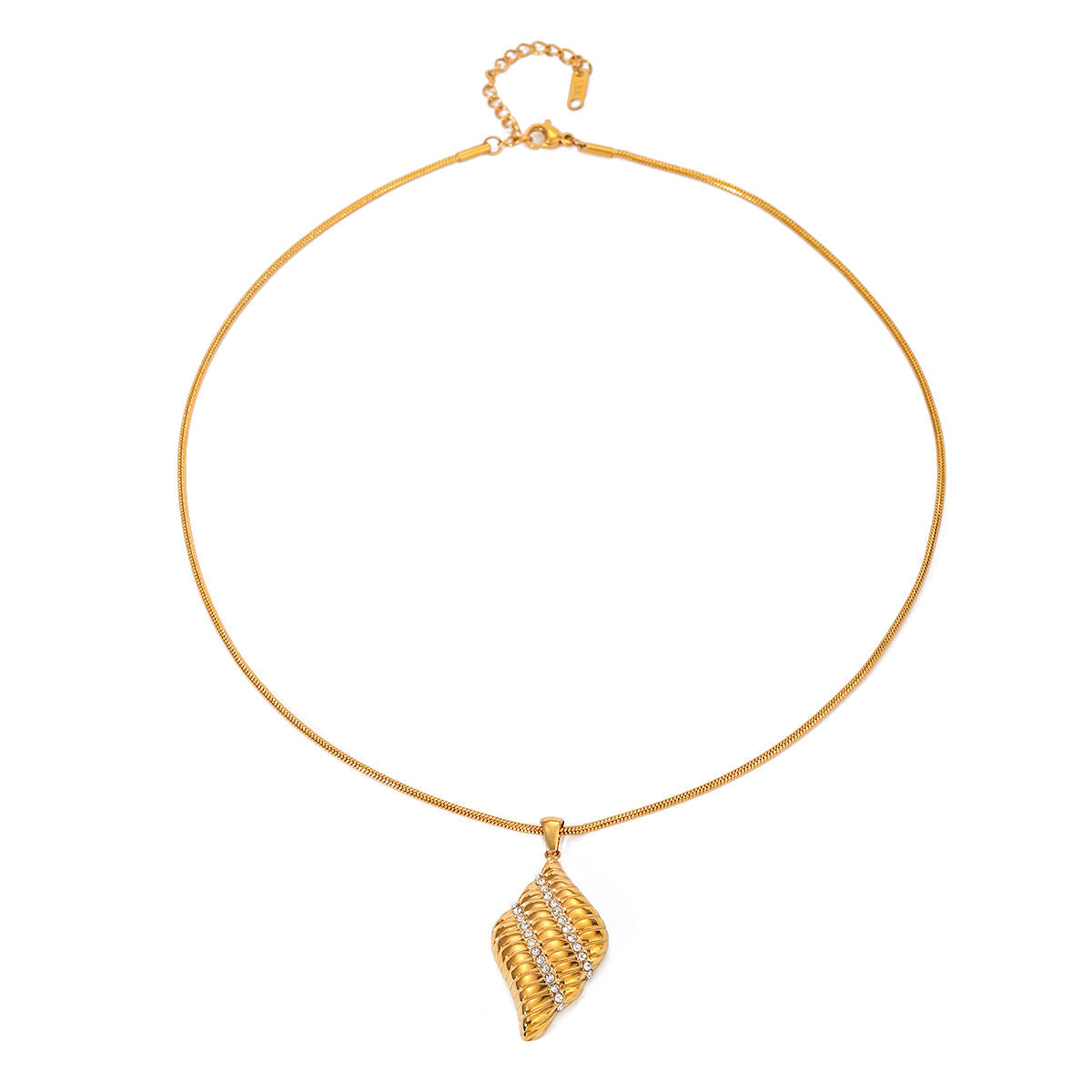 Sculpted CZ Wave Pendant Necklace – Gold Plated