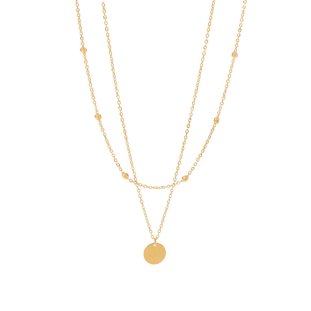 Layered Coin Pendant Necklace – Gold Plated