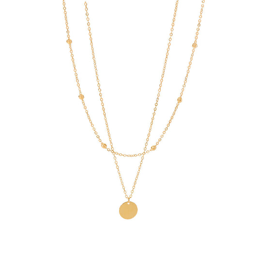 Layered Coin Pendant Necklace – Gold Plated