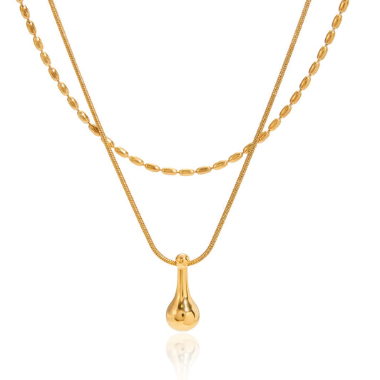 Layered Drop Pendant Necklace – Gold Plated